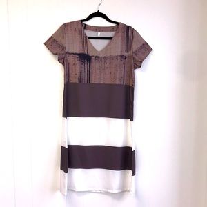 Earth-toned Color-block Short-sleeve Dress